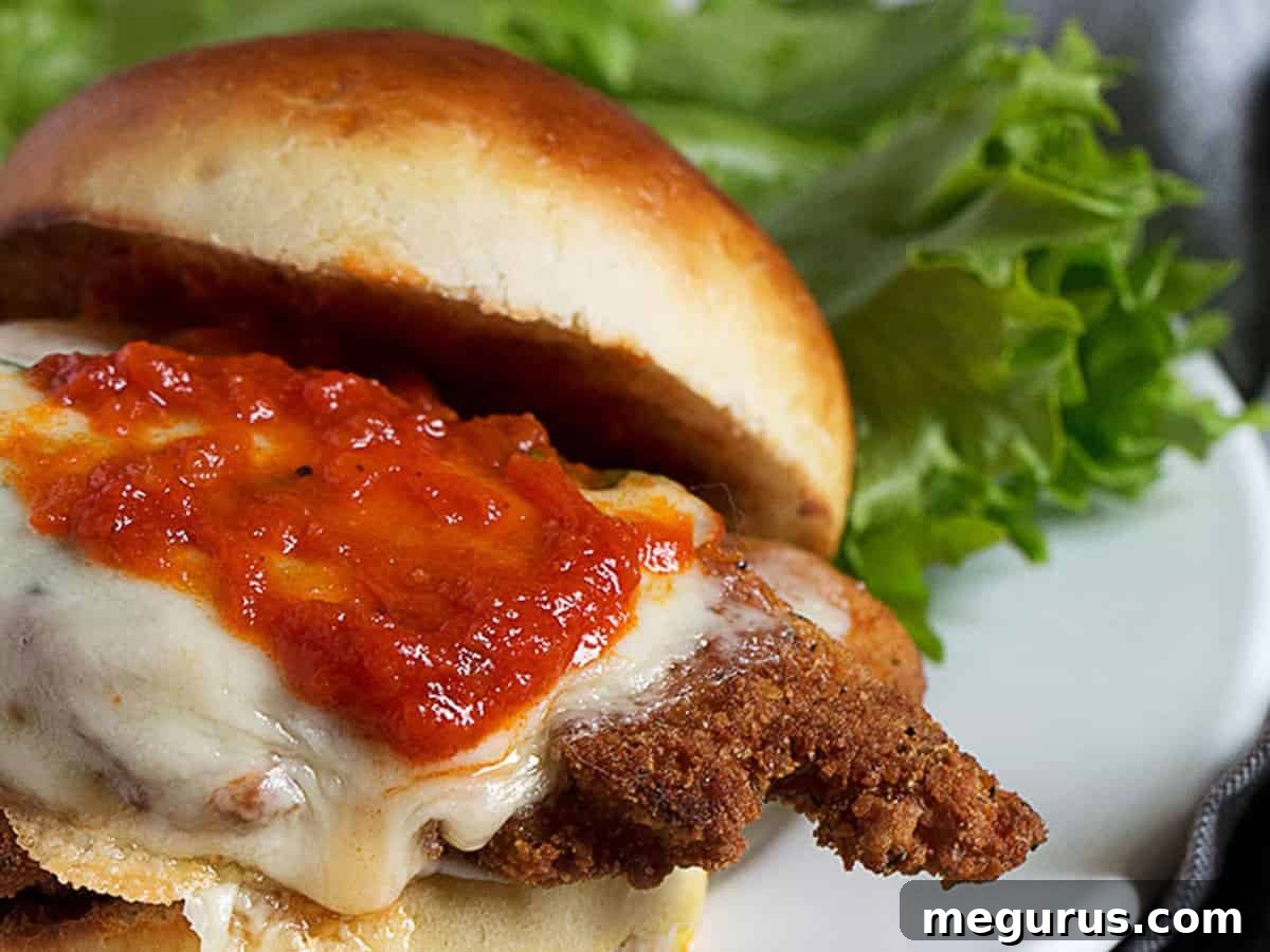 chicken parm sandwich with lettuce