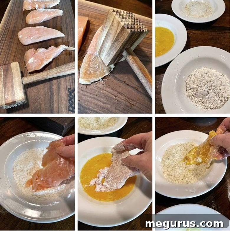 photo collage of steps to make Chicken Parm 1