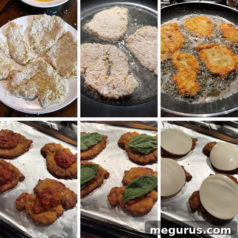 photo collage of steps to make chicken parm 2