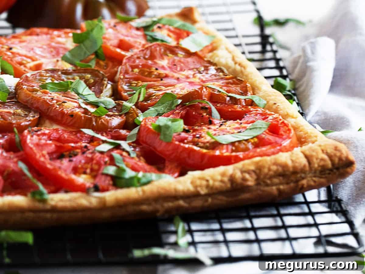 tomato ricotta tart on cooling rack