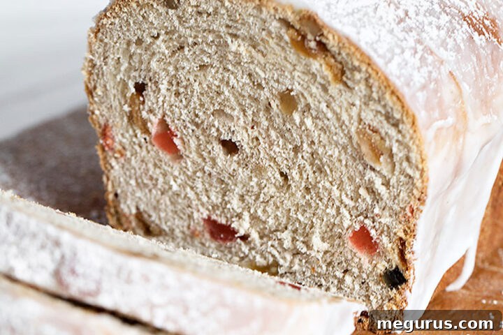 Chop Suey Bread sliced on cutting board