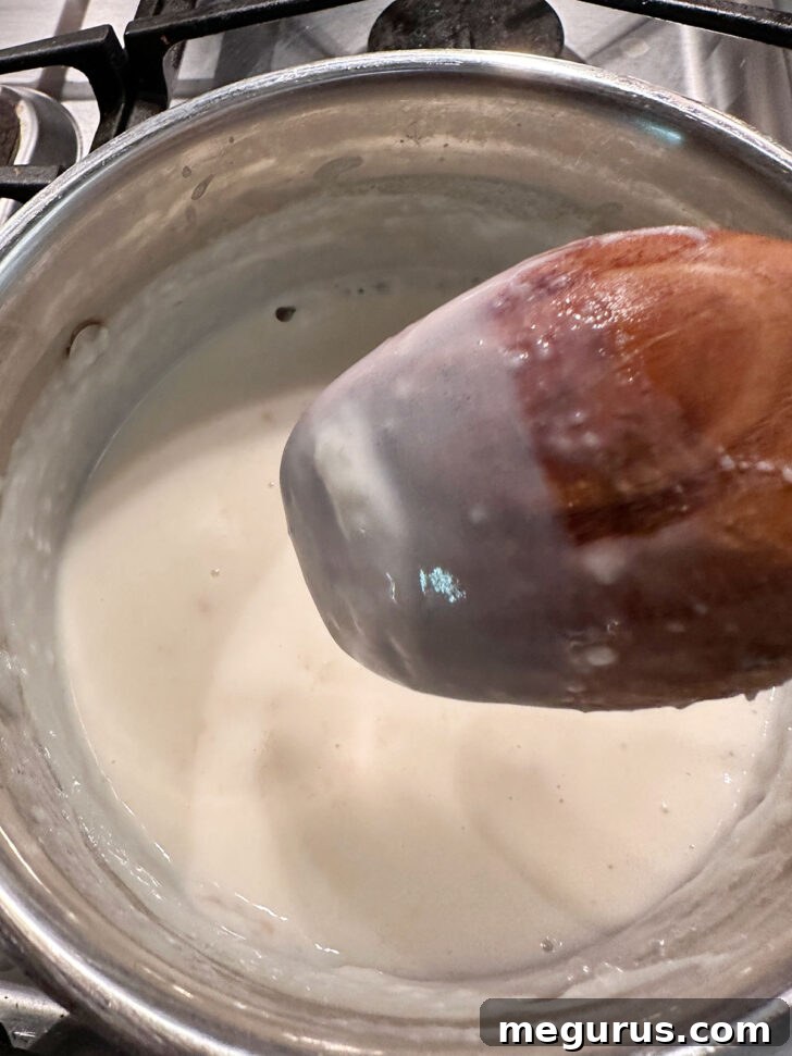 cook until thickened and coating the back of a spoon