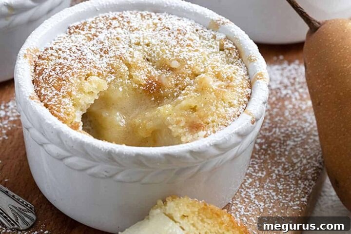 pear pudding cake in ramekins