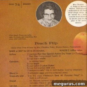 scanned vintage recipe card for Peach Flip