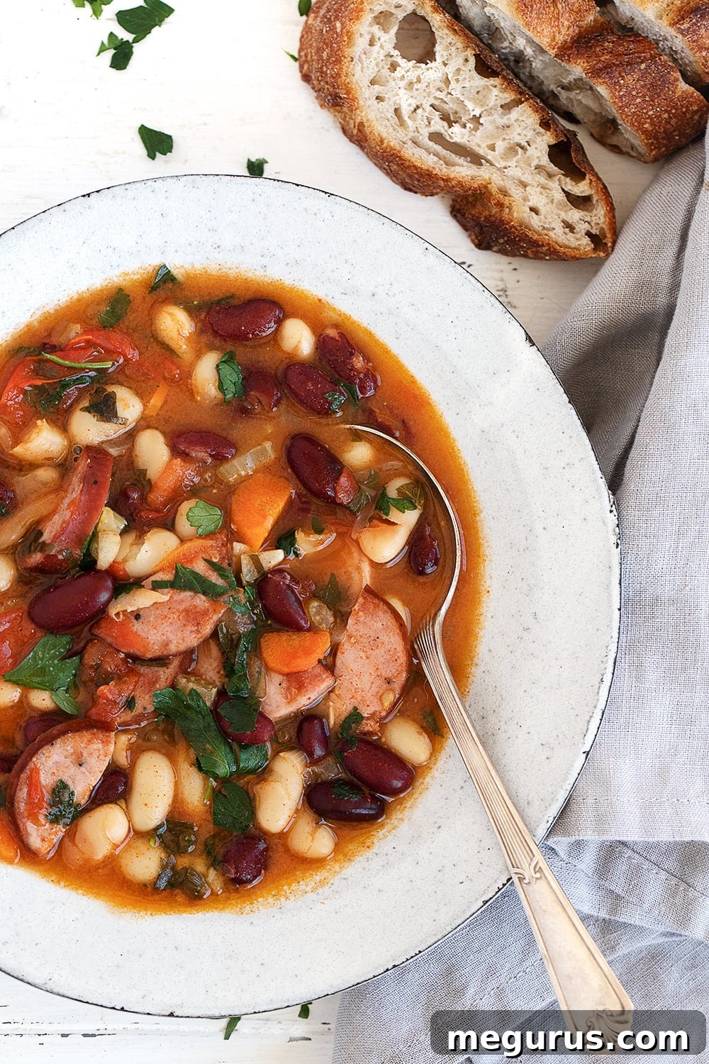 overhead shot of Hungarian bean soup
