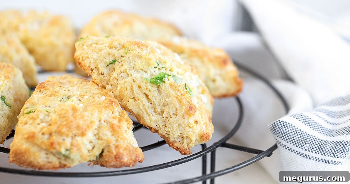 Golden brown cornmeal cheddar biscuits cooling on a wire rack, ready to be enjoyed.