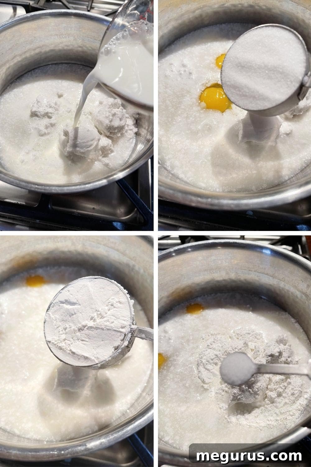 photo collage of making coconut pudding 1
