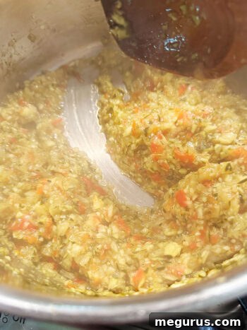 Finished zucchini relish, perfectly thickened and ready for jarring.