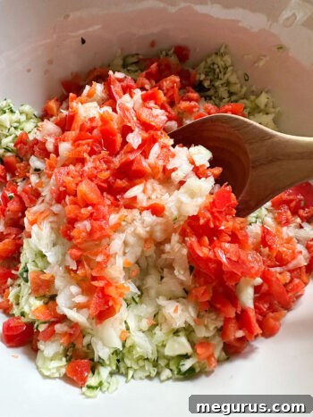Mixed chopped vegetables in a large bowl.
