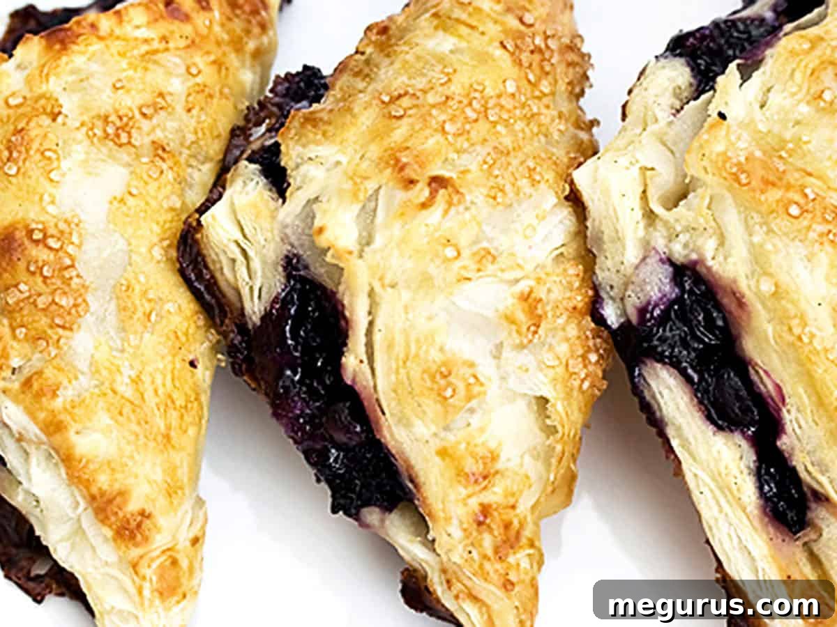 easy blueberry turnovers on parchment
