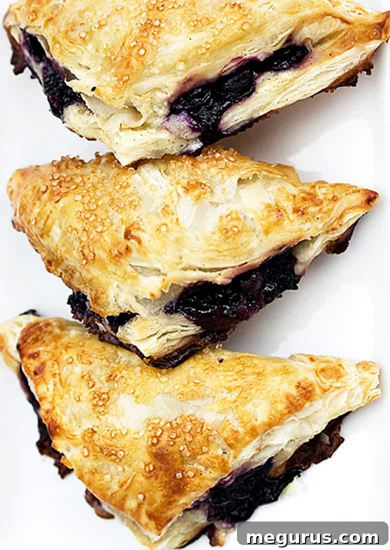easy blueberry turnovers on parchment