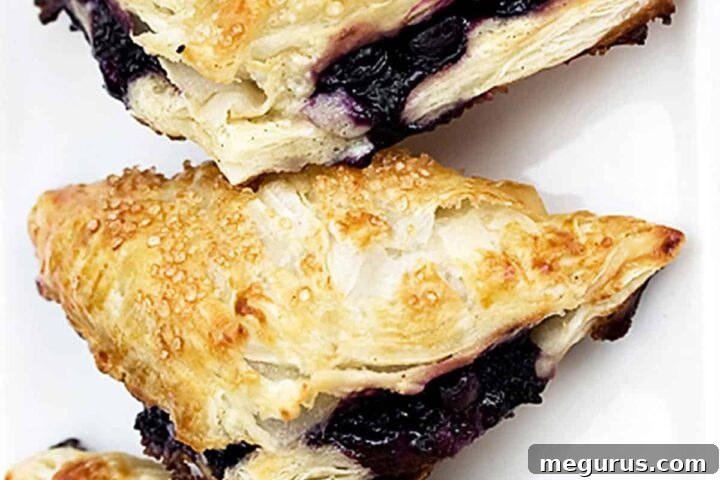 easy blueberry turnovers on parchment