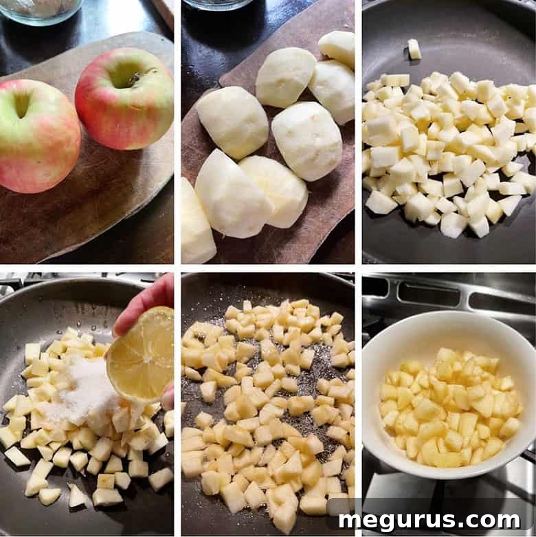 photo collage of steps to make apple fritters 2