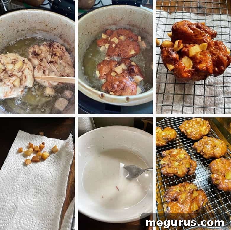 photo collage of steps to make apple fritters 4