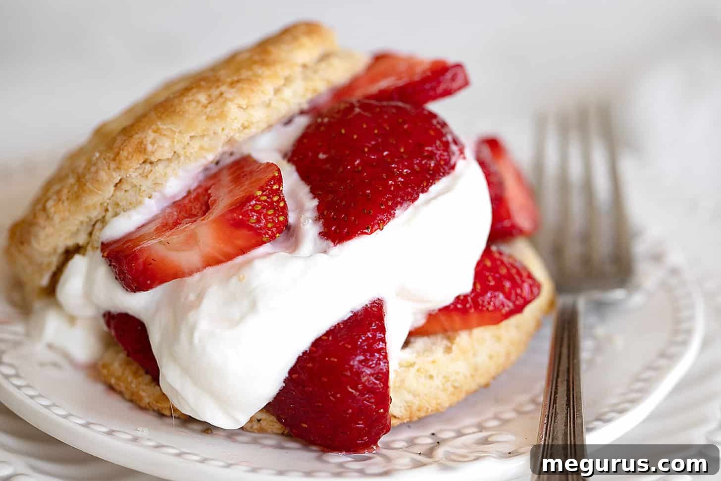 Classic Old-Fashioned Strawberry Shortcake on a Plate
