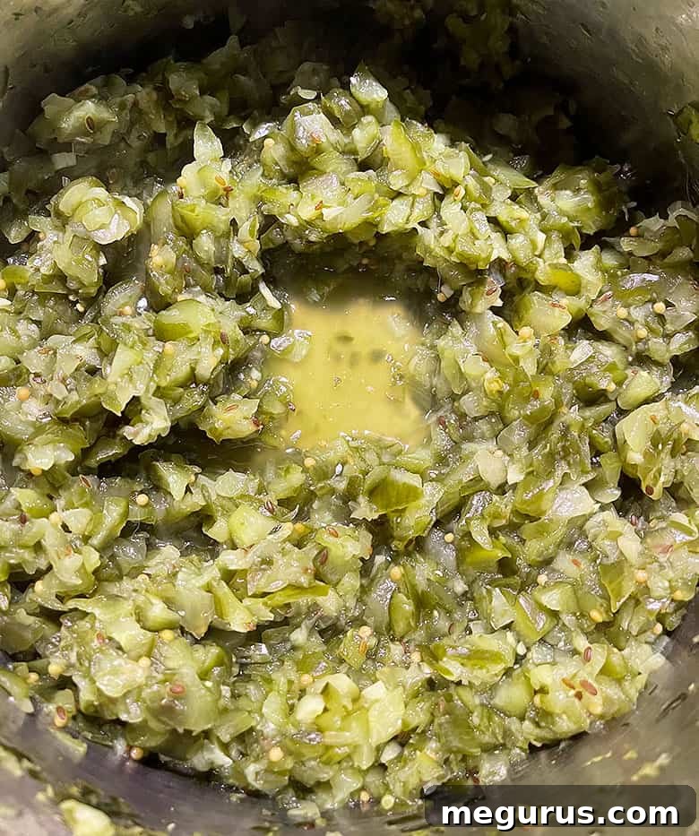 dill pickle relish in pot when finished cooking