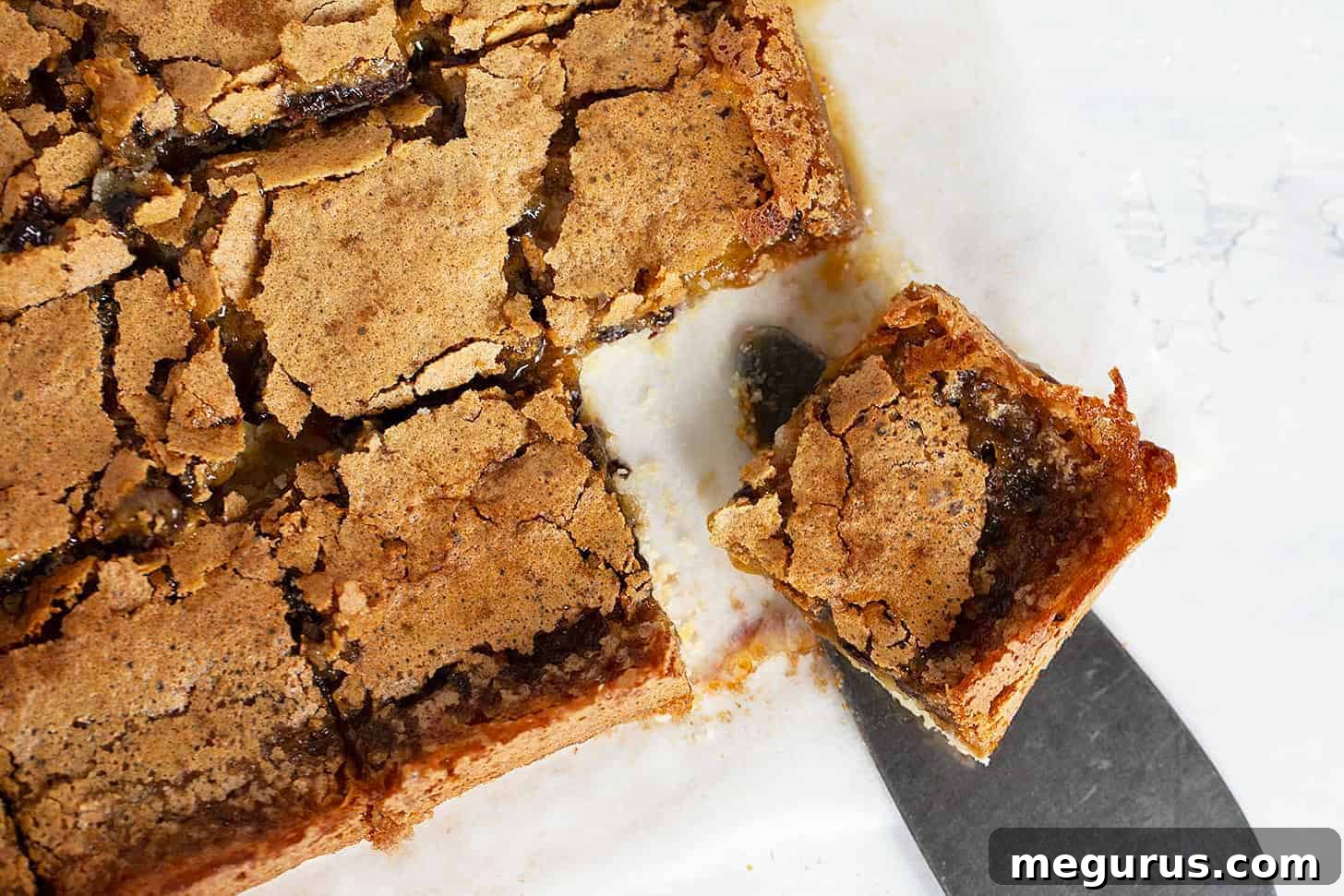 Butter tart squares sliced.