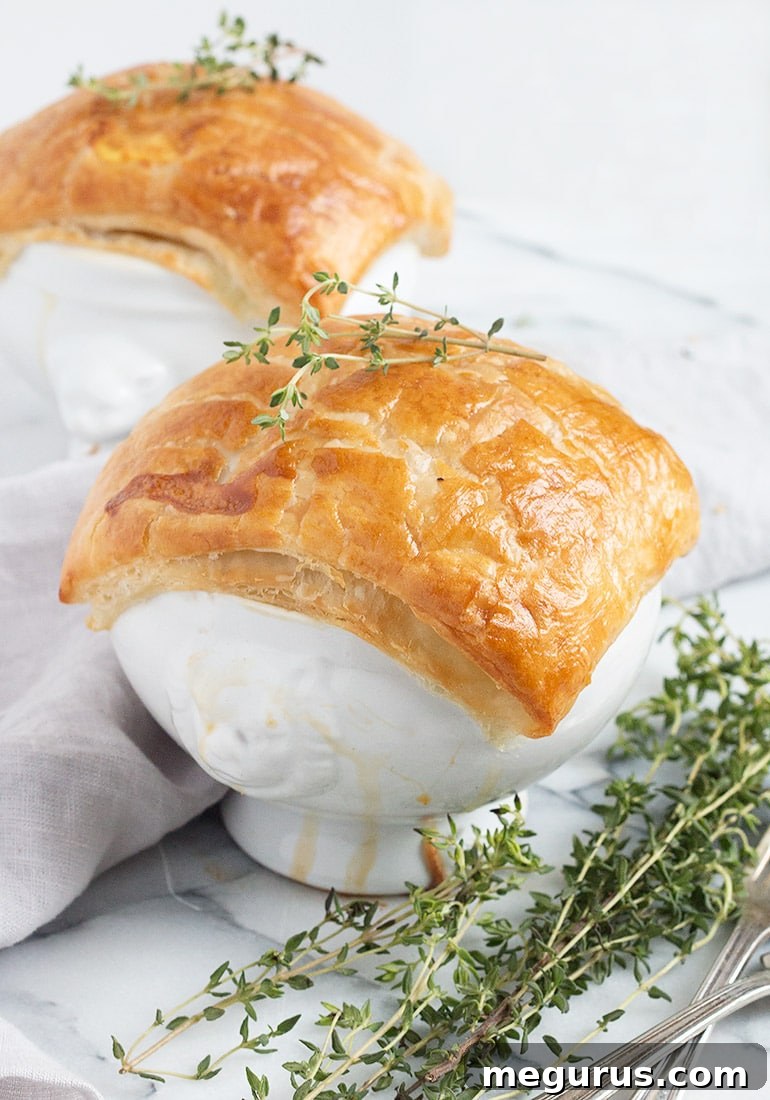 Individual Chicken Pot Pie with Puff Pastry Crust