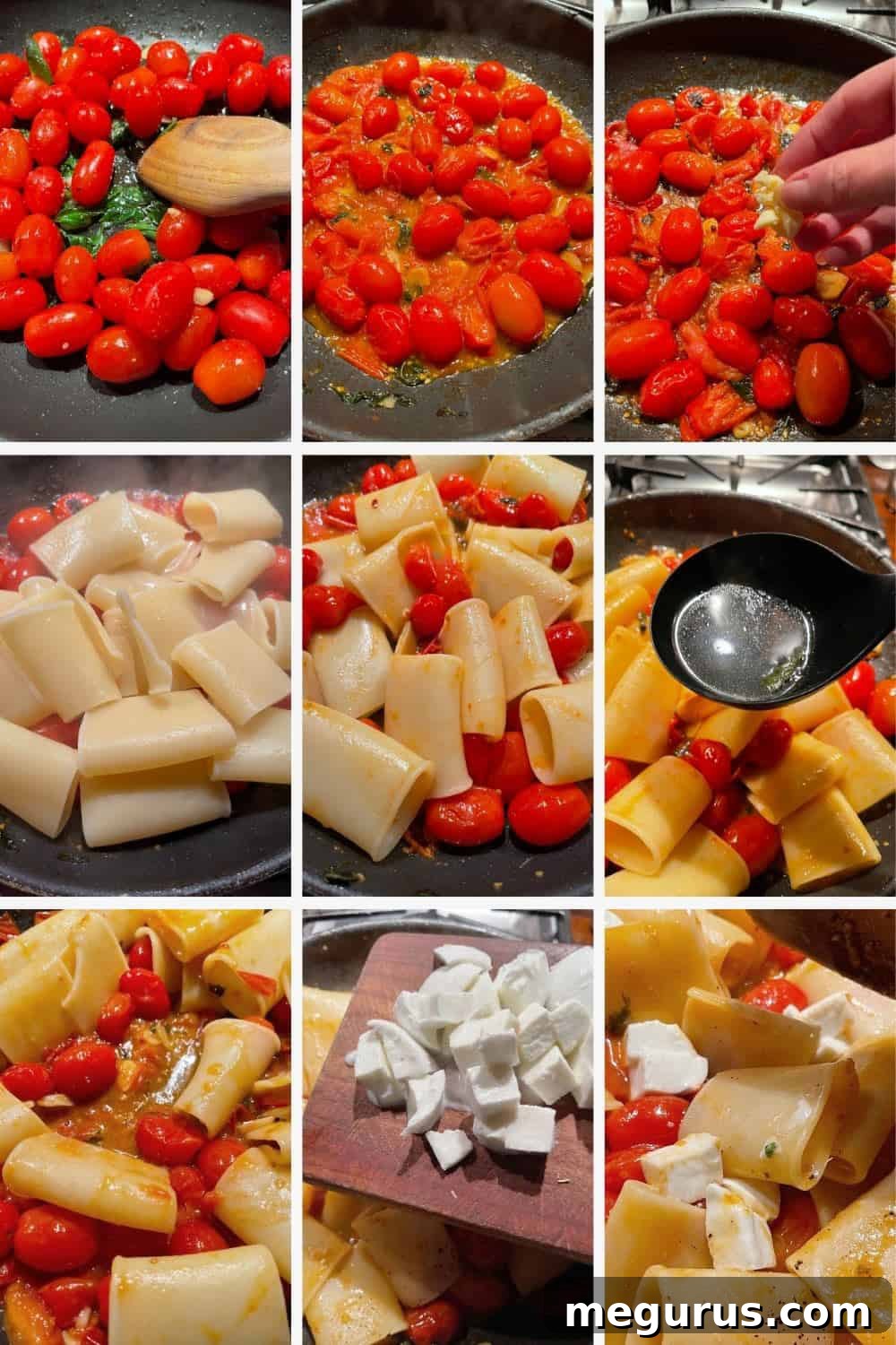 Photo of tomatoes softening and garlic simmering for pasta alla sorrentina