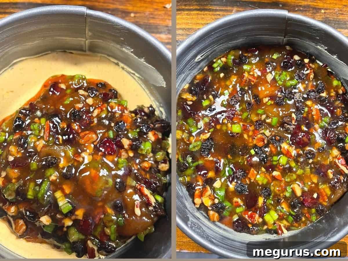 photo collage of steps to make mango curry cheese spread - final serving