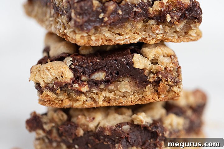 chocolate oatmeal bars stacked