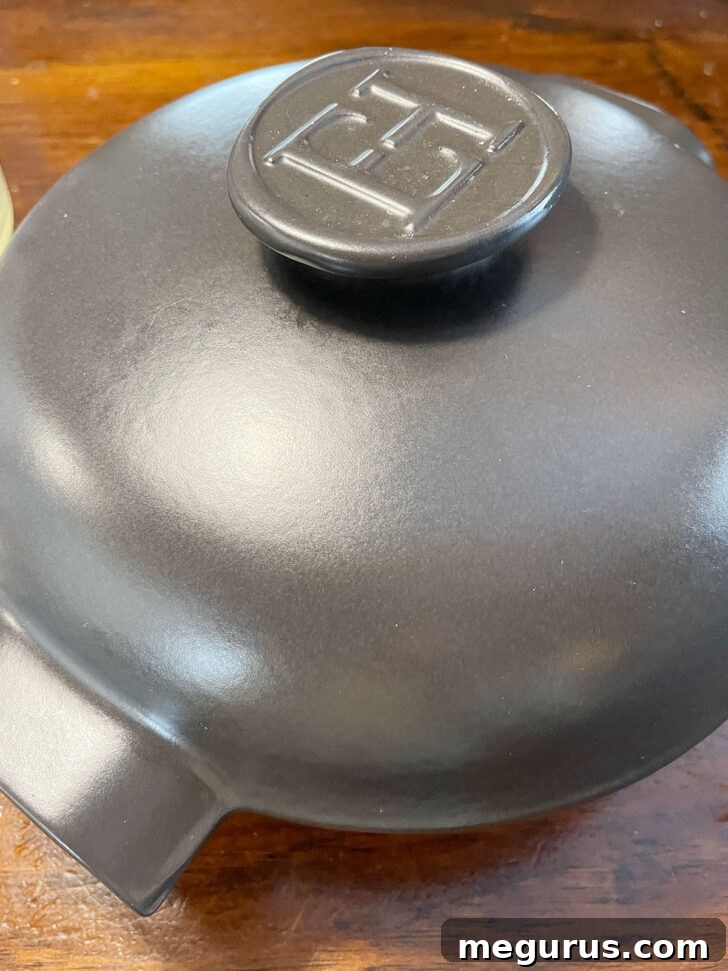Baking dish covered with lid ready for the oven.