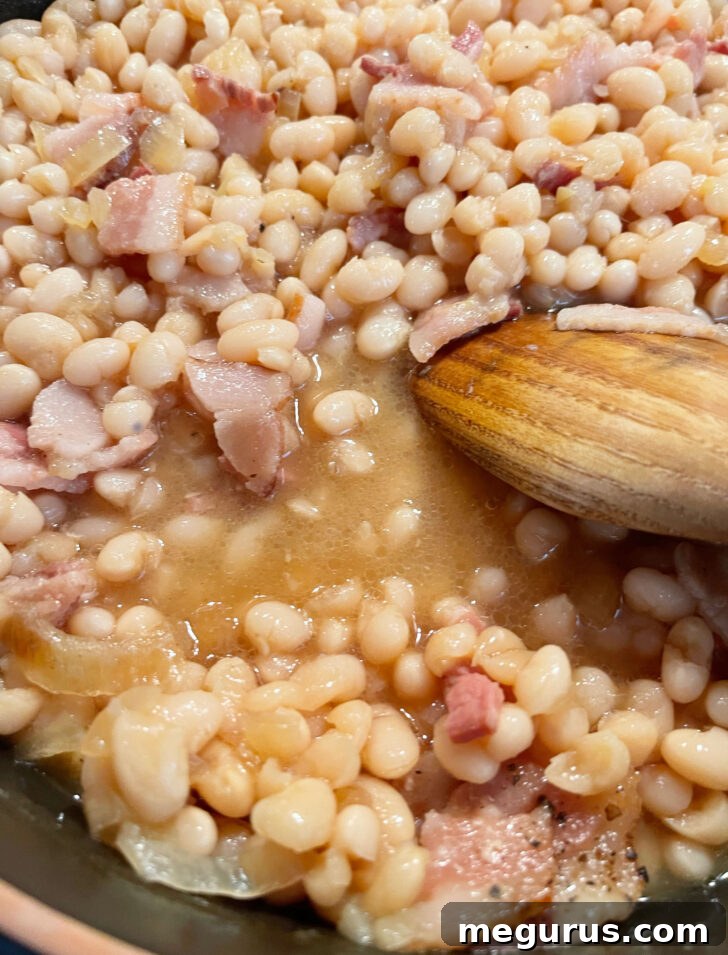 Stirring the beans during baking.