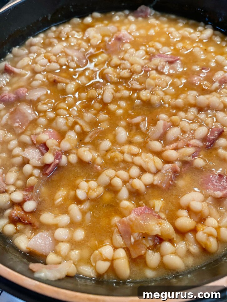 Beans after adding some additional water to the pot.