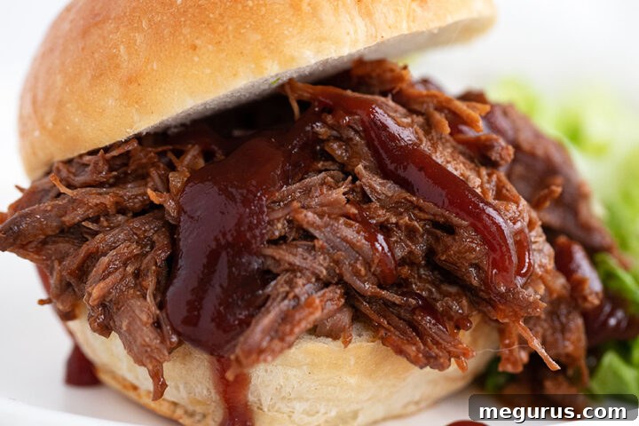 bbq beef on bun with bbq sauce