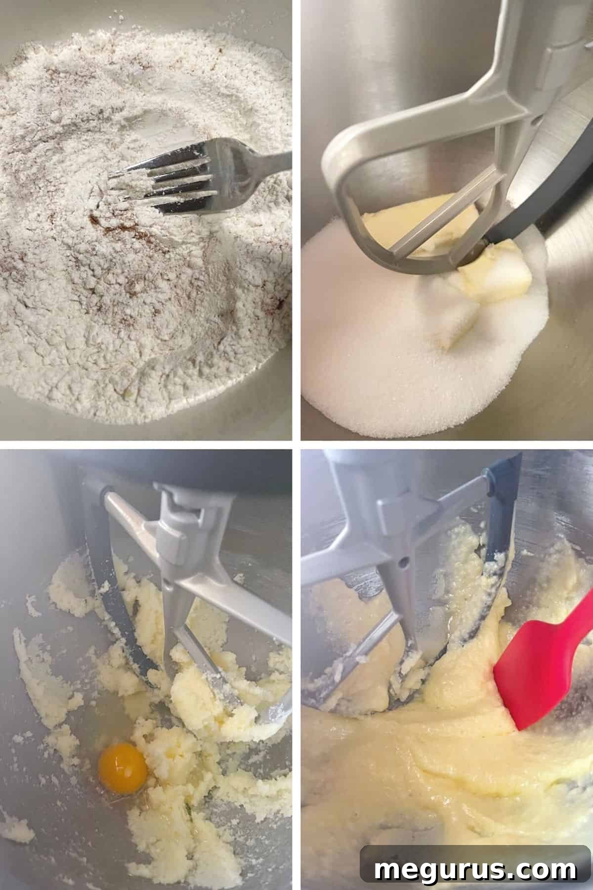 photo collage of steps to make upside down rhubarb cake 3