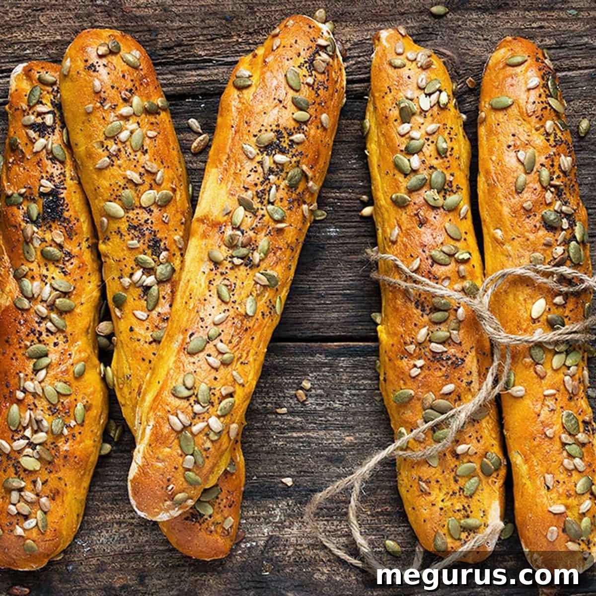 Seeded Mini Pumpkin Baguettes