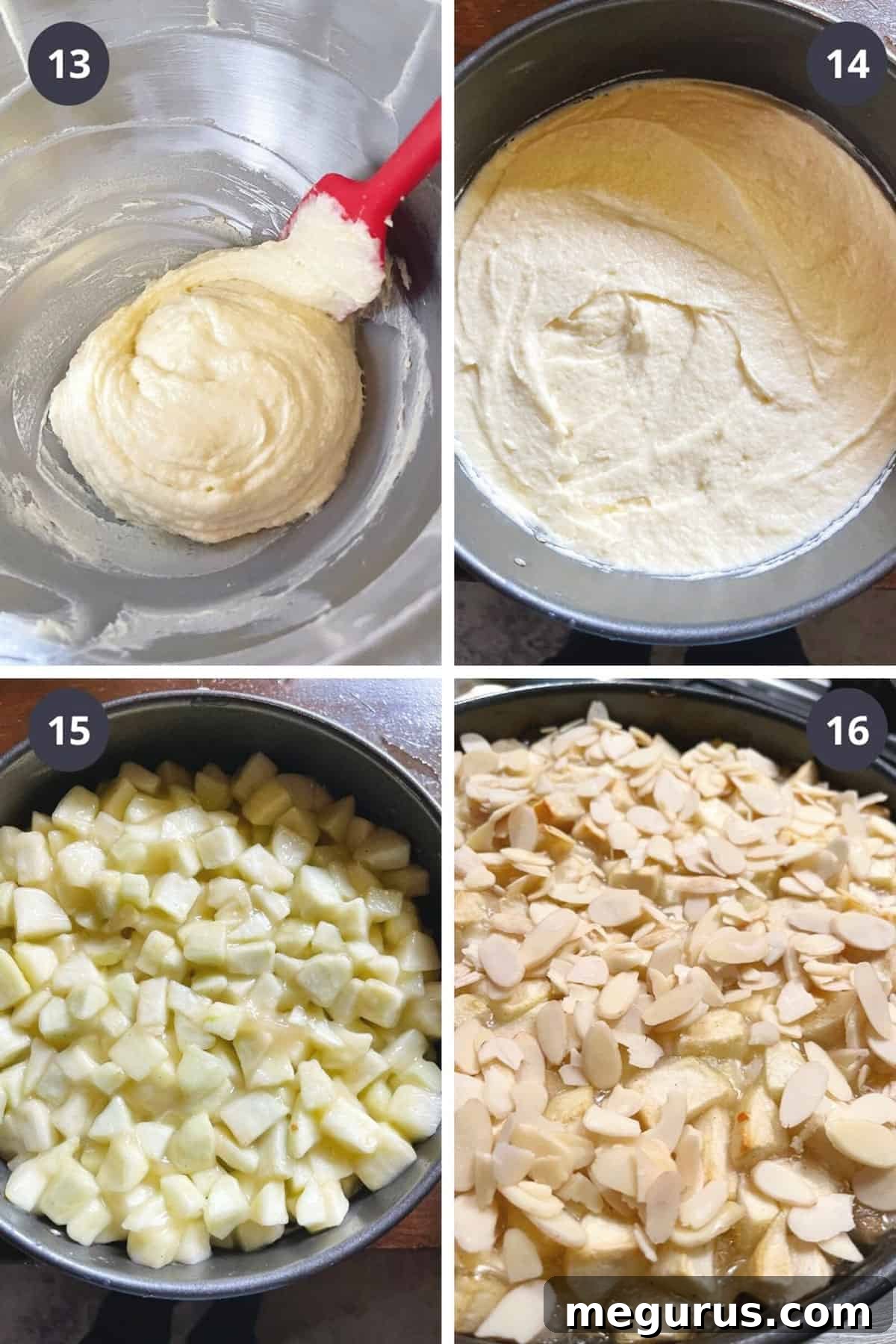 photo collage of steps to make French apple cake 4