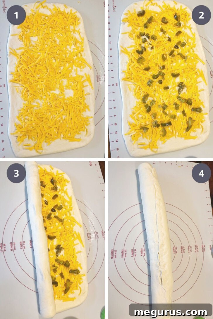 photo collage of steps to make Jalapeno Cheese Bread