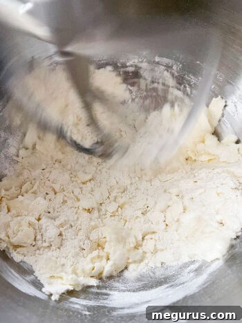mixing up crumb mixture for shortbread base