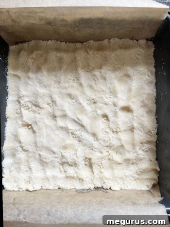 crumb mixture pressed evenly into baking pan