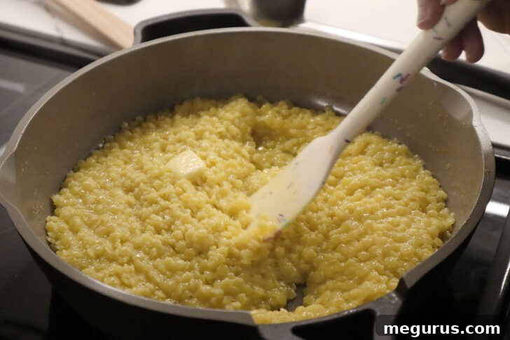 stirring in butter