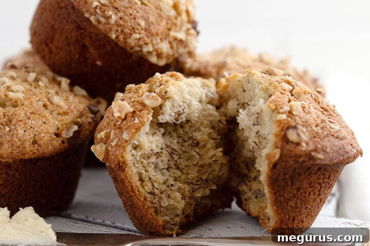 Delicious banana walnut muffins ready to be served.