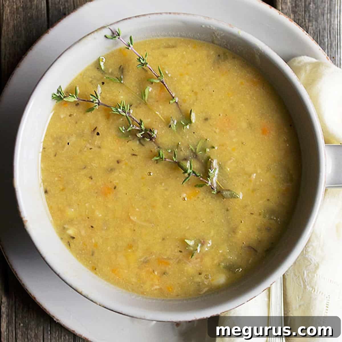 Quebec split pea soup in bowl