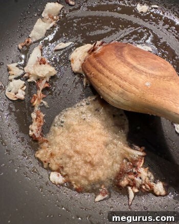 sauteeing onion and ginger paste