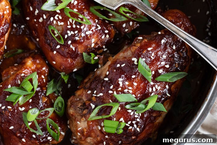 sticky chicken in baking dish