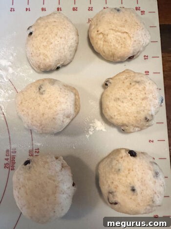 Individual dough pieces shaped into smooth, uniform balls.