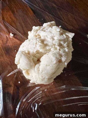 Finished pastry dough on a clean counter, ready for shaping