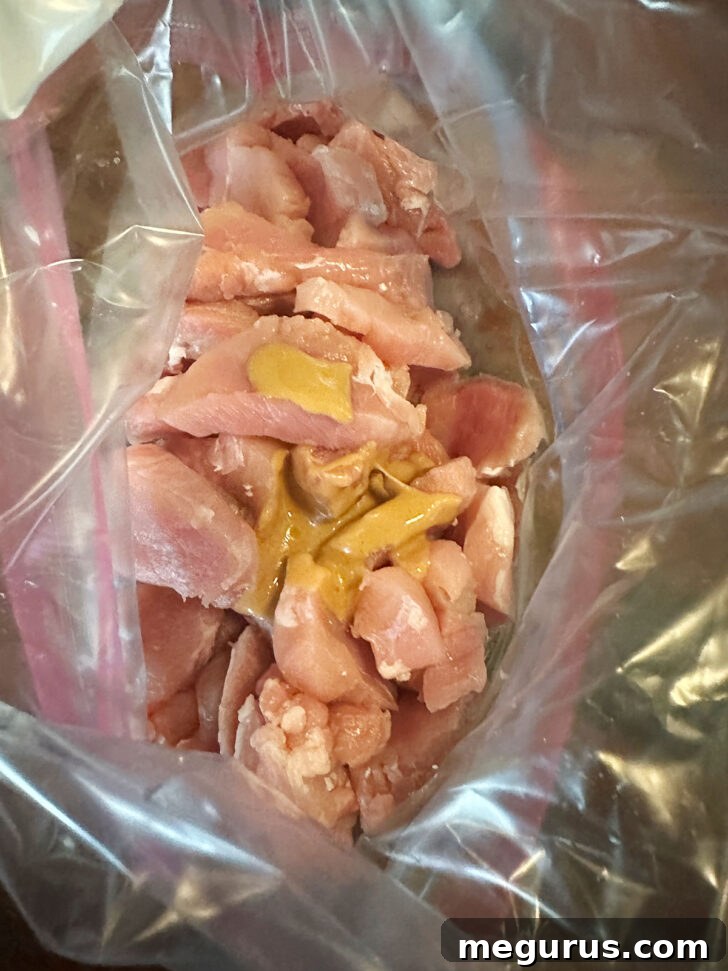 Pork tenderloin pieces and marinade in a plastic bag, ready for marinating