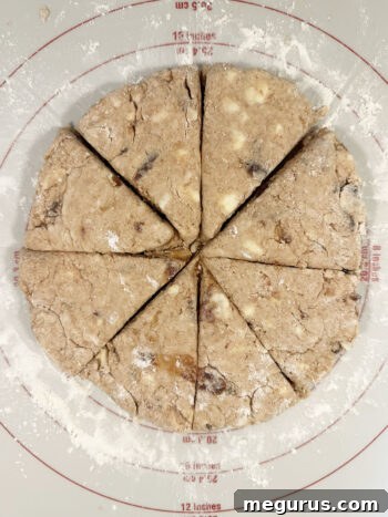 dough round cut into 8 wedges