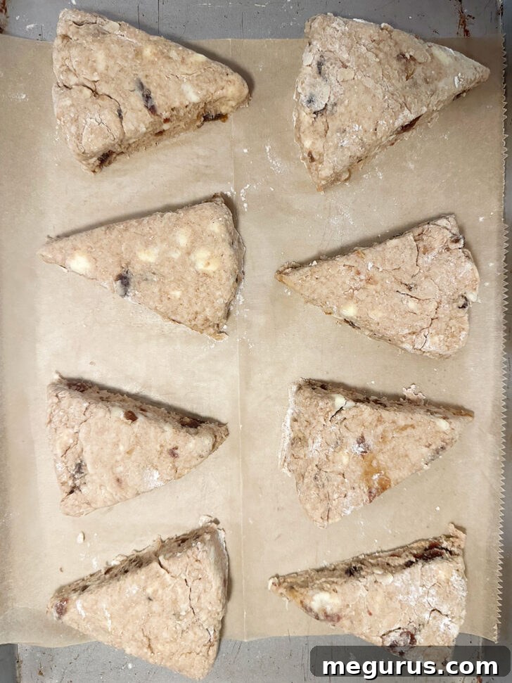 dough wedges on parchment lined baking sheet