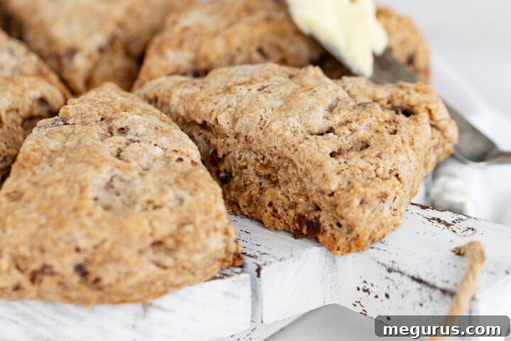 Date Scones with Buttermilk on a baking sheet