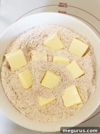 adding cold butter to dry ingredients