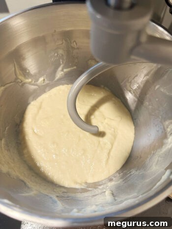 Switching from the paddle attachment to the dough hook on a stand mixer.