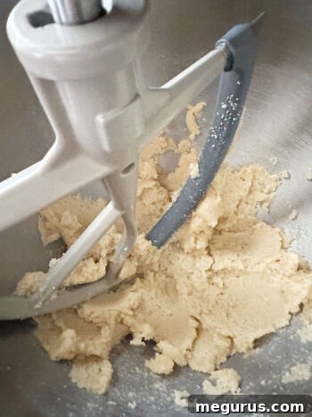 Butter and sugar after being creamed together until light and fluffy.