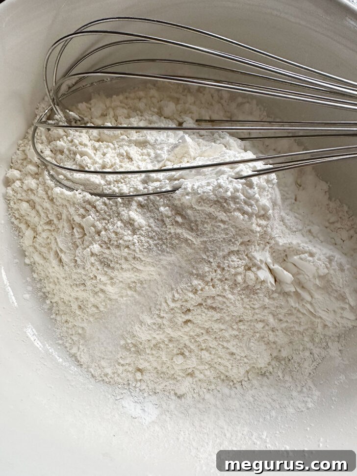 Bowl with flour, cornstarch, and salt, whisked together.